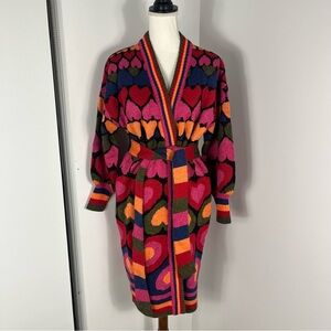 NWOT Farm Rio Full of Hearts Belted Midi Cardigan